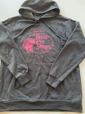 EUC Women's Bass Pro Shops Gray Hoodie with Pink Logo (KB10)